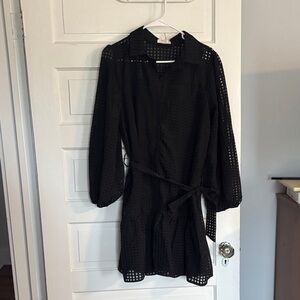 Entro Gridded Print Dress with Belt